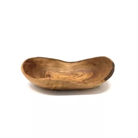   Bol rustic oval din lemn de maslin, 14-16 cm, pentru gustari si servire
